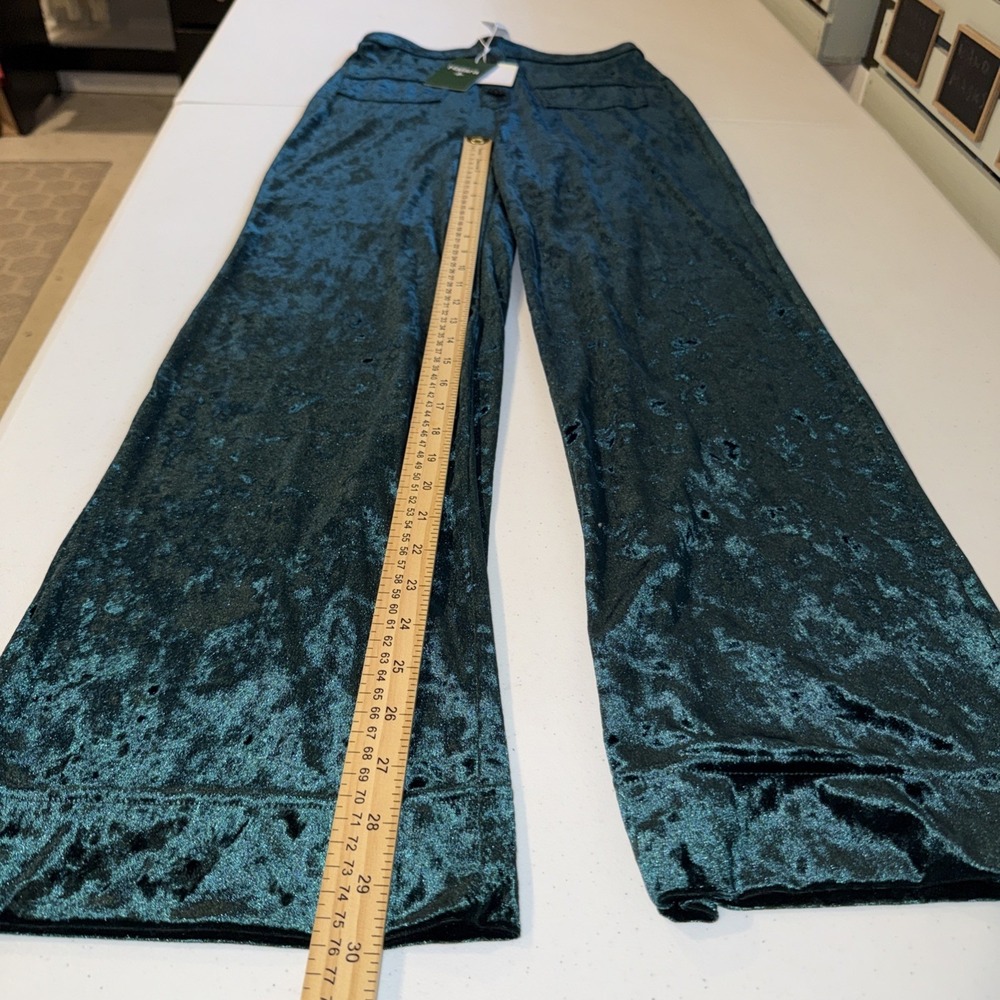 NWT Halara High Waisted Pockets Straight Leg Velvet Casual Pants‎ green small - Picture 15 of 16